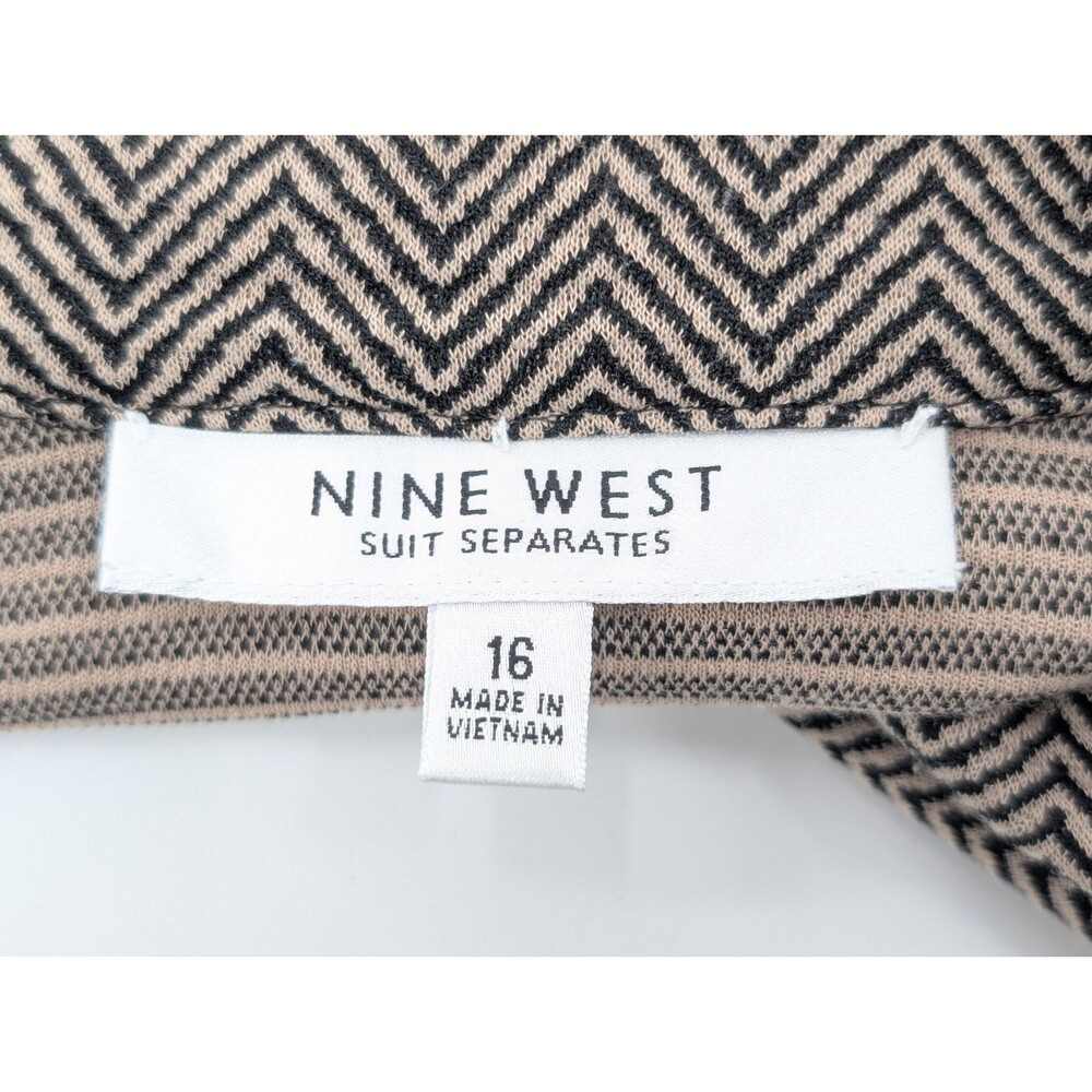 Nine West Tan Camel Brown Herringbone Collared Blazer Jacket Cape Size 16 - Picture 3 of 11